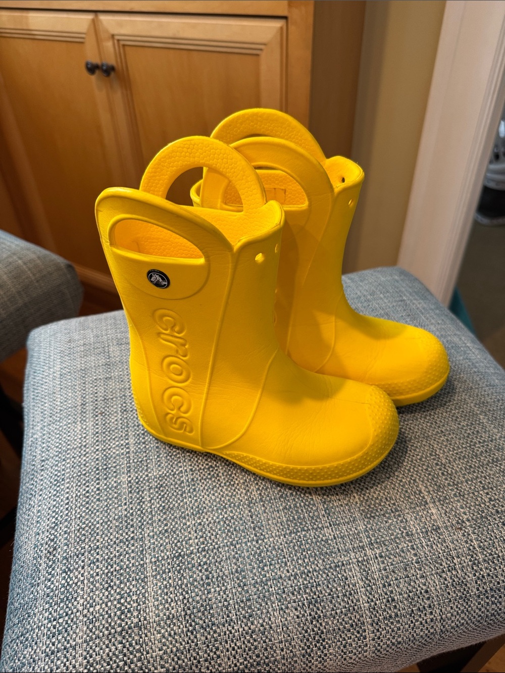 CROCS Kids' Bright Yellow Waterproof Handle Rain Boots